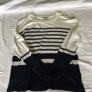Blue and white striped sweater